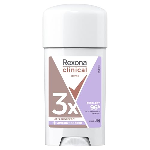 Desodorante Feminino Antitranspirante Stick Creme Rexona Clinical Extra Dry 96h 58g