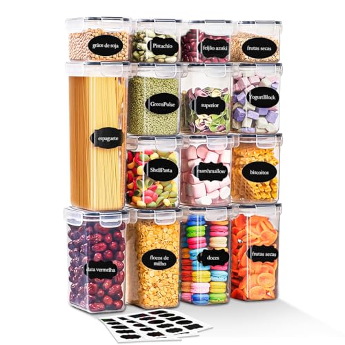 Kit 15 Potes Herméticos de Plástico Porta Mantimentos Python Fly