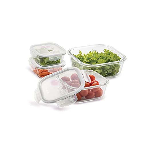 Kit 4 Potes Herméticos de Vidro Quadrados Electrolux