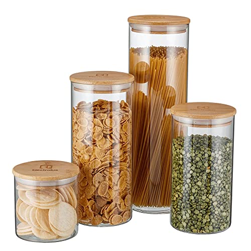 Kit 4 Potes Herméticos Porta-Mantimentos Electrolux com Tampa de Bambu